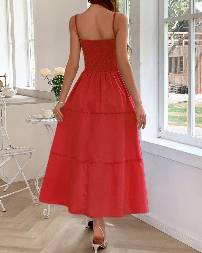 Smocked Back Tie Front Cami Dress