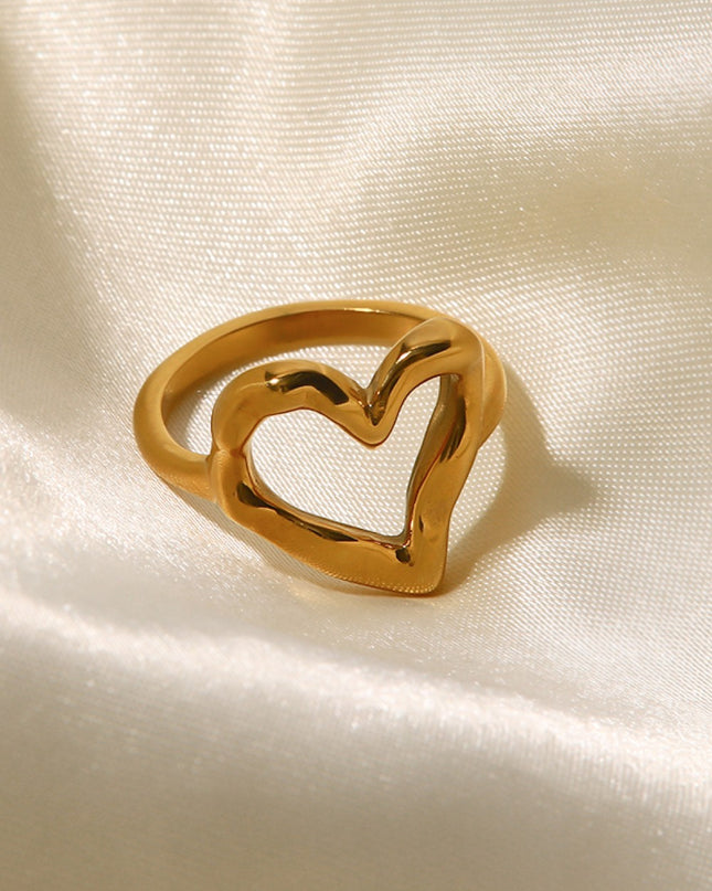 18K Gold Plated Heart-Shaped Ring 
