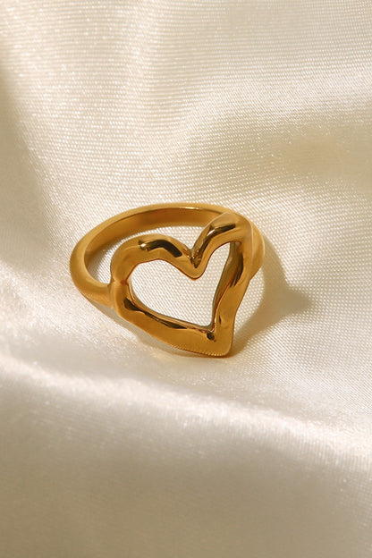 18K Gold Plated Heart-Shaped Ring 