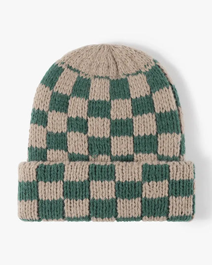 Thermal Checkered Hat Dark Green One Size