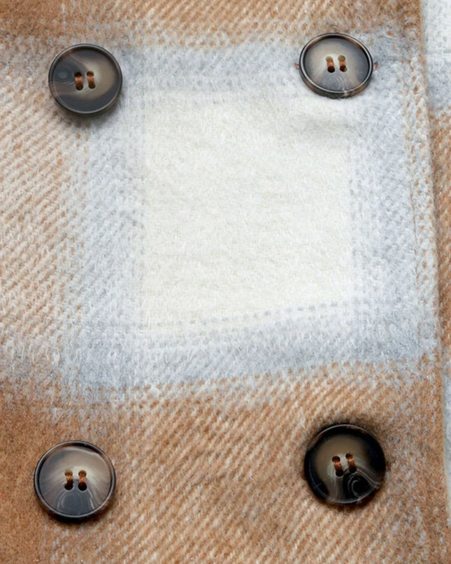 Plaid Wool Blend Longline Jacket