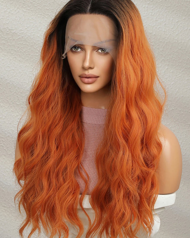 13*2" Lace Front Wigs Synthetic Long Wave 24" 150% Density