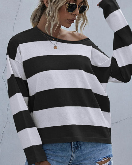 Striped Casual Long Sleeve Knit Top