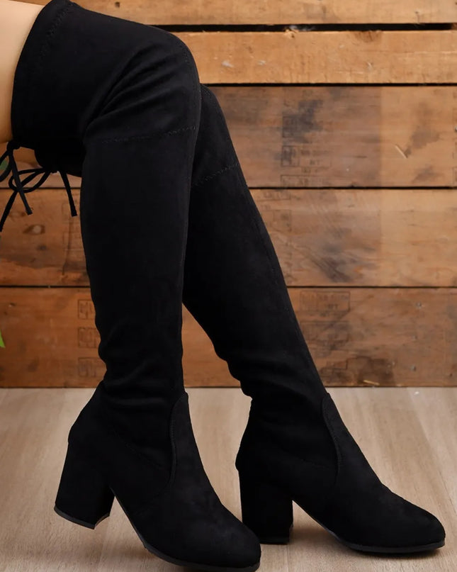 Round Toe Block Heel Boots