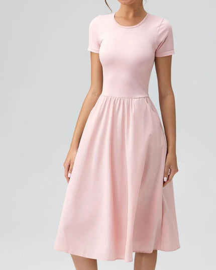 Round Neck Short Sleeve Dress