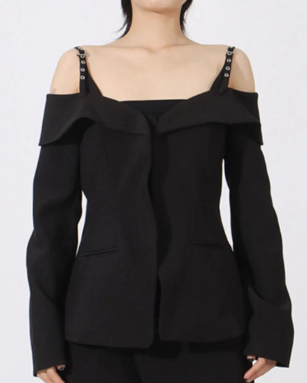 Ruffled Cold Shoulder Long Sleeve Outerwear