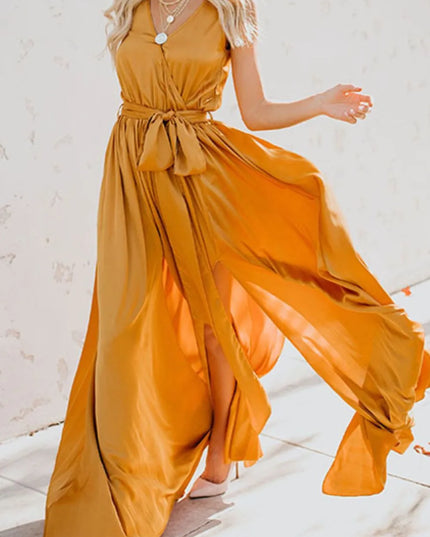 Surplice Tie Waist Maxi Dress