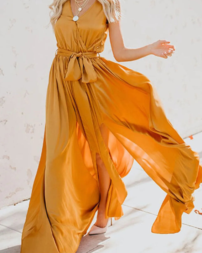 Surplice Tie Waist Maxi Dress