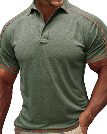 Men's Collared Neck Polo Shirt with Contrast Piping Moss