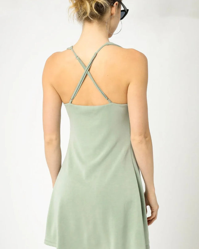 Umgee Crisscross Square Neck Active Dress