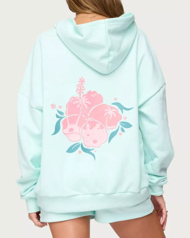 Drop Shoulder Graphic Hoodie with Kangaroo Pocket