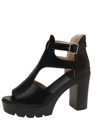 Cutout Block Heels Sandals