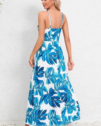 Printed Surplice Maxi Cami Dress