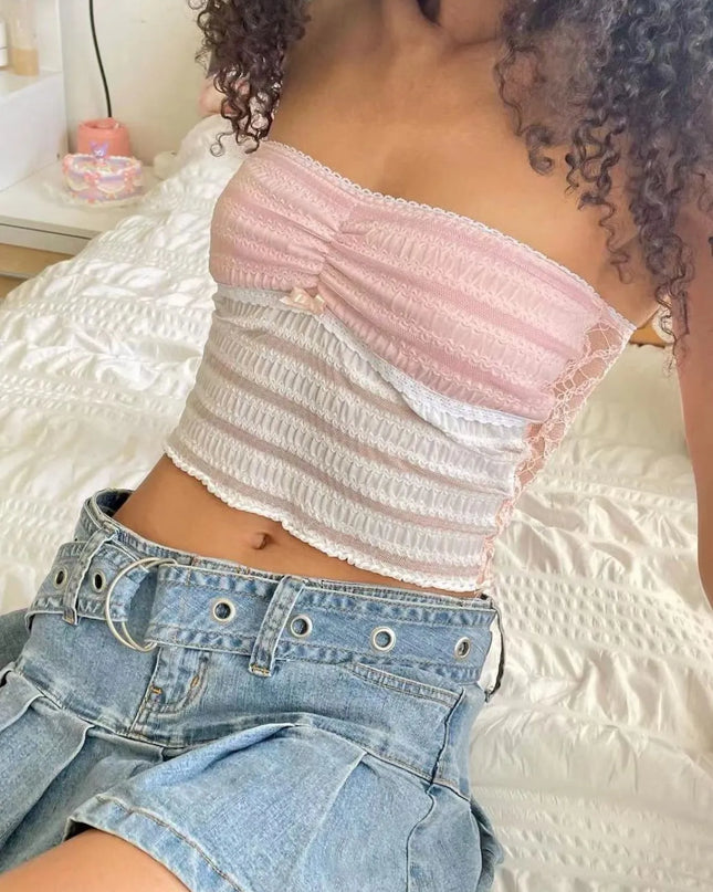 Lace Tube Top Blush Pink