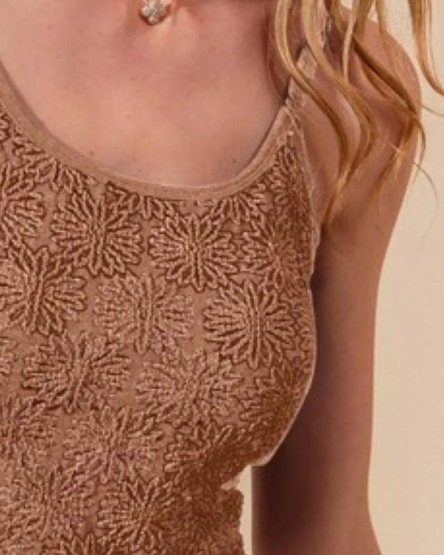 SO ME Two Tone Floral Seamless Tank Top