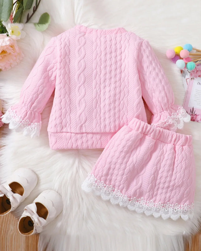 Children's Lace Detail Top and Skirt Set