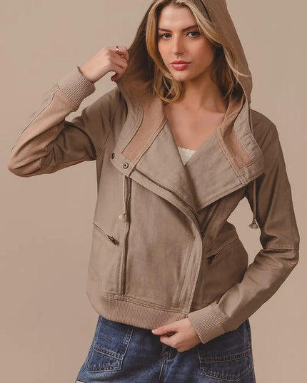 BiBi Textured Woven Rider Jacket VINTAGE LATTE