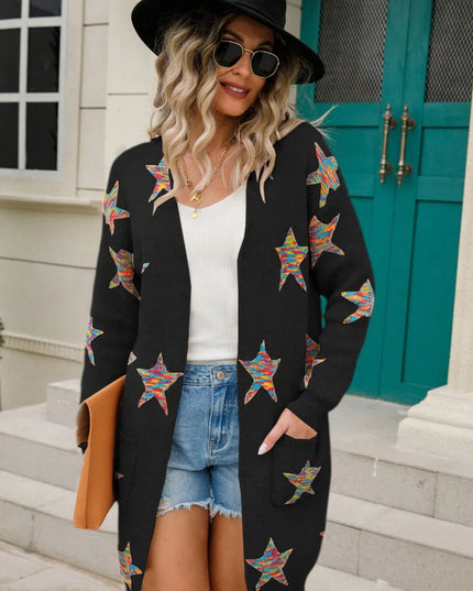 Angel Wings Star Open Front Long Sleeve Cardigan