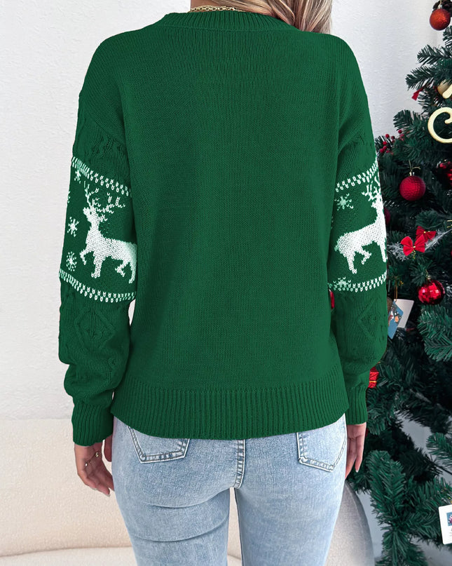 Christmas Reindeer Round Neck Sweater