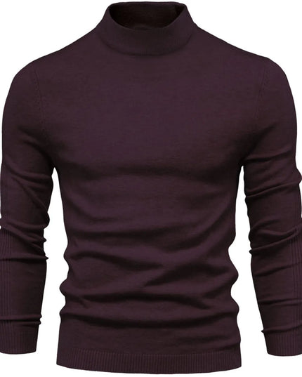Men's Mock Neck Long Sleeve Sweater Plum Purple