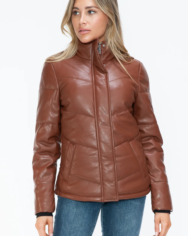 Snobbish Pocketed Zip Up Turtleneck Puffer Jacket