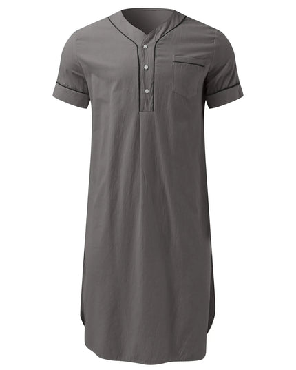 Men's Full Size Button Detail Short Sleeve Lounge Dress Plus Size
