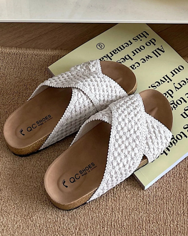 Cross Strap Woven Pattern Comfort Sandals 