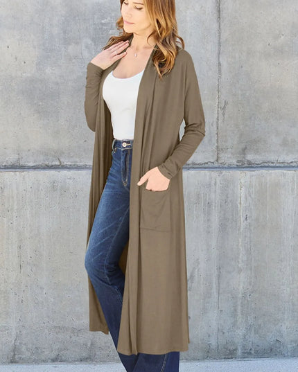 Basic Bae Full Size Open Front Long Sleeve Cover Up