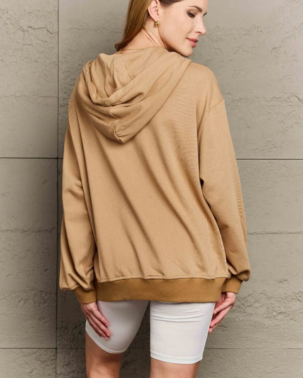 Full Size Zip Up Long Sleeve Hooded Jacket