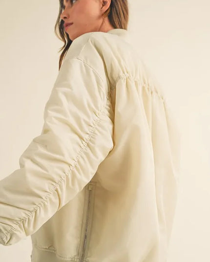 MABLE Back Ruched Utiltiy Bomber Jacket