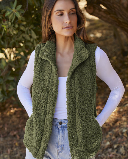 Snap Down Vest with Pockets