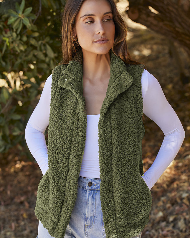 Snap Down Vest with Pockets