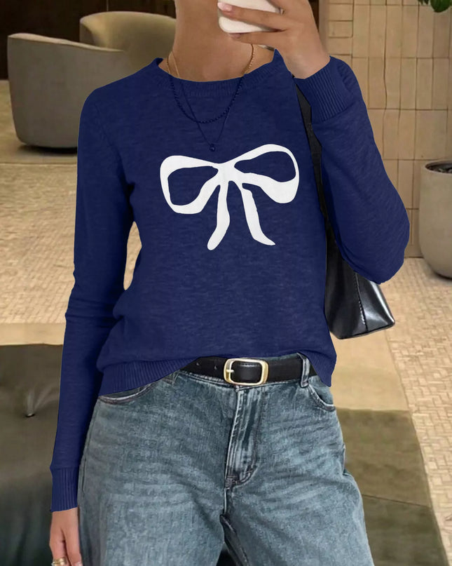 Bow Round Neck Knit Top