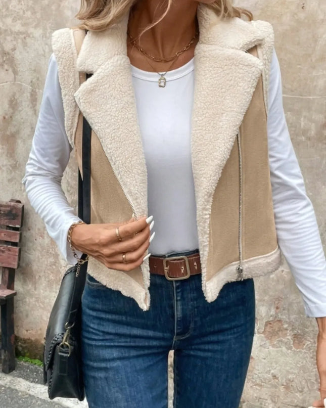 Zip Up Sherpa Vest Coat