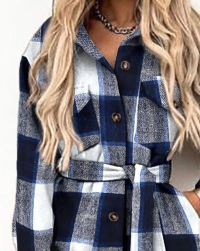 Button Up Long Sleeve Plaid Outerwear