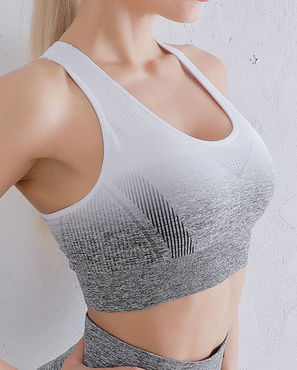 Gradient Racerback Sports Bra Grey White