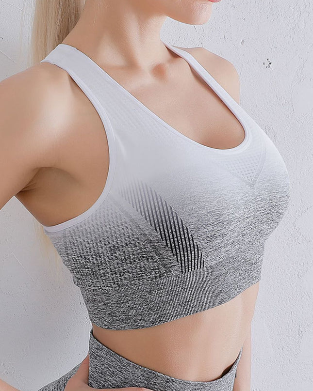 Gradient Racerback Sports Bra Grey White