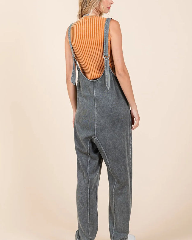 Mittoshop Mineral Wash Relaxed Fit Sleeveless Harem Jumpsuit