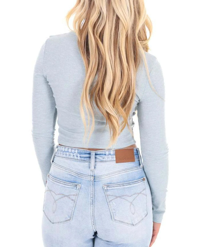 Bow Long Sleeve Fitted T-Shirt