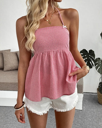 Gingham Halter Neck Cami Top 