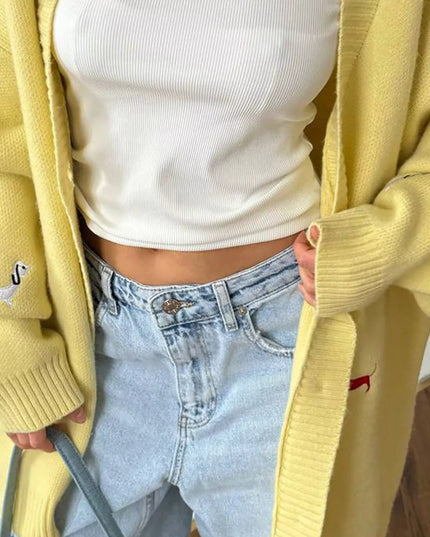 Embroidered Button Up Cardigan