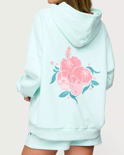 Drop Shoulder Graphic Hoodie with Kangaroo Pocket