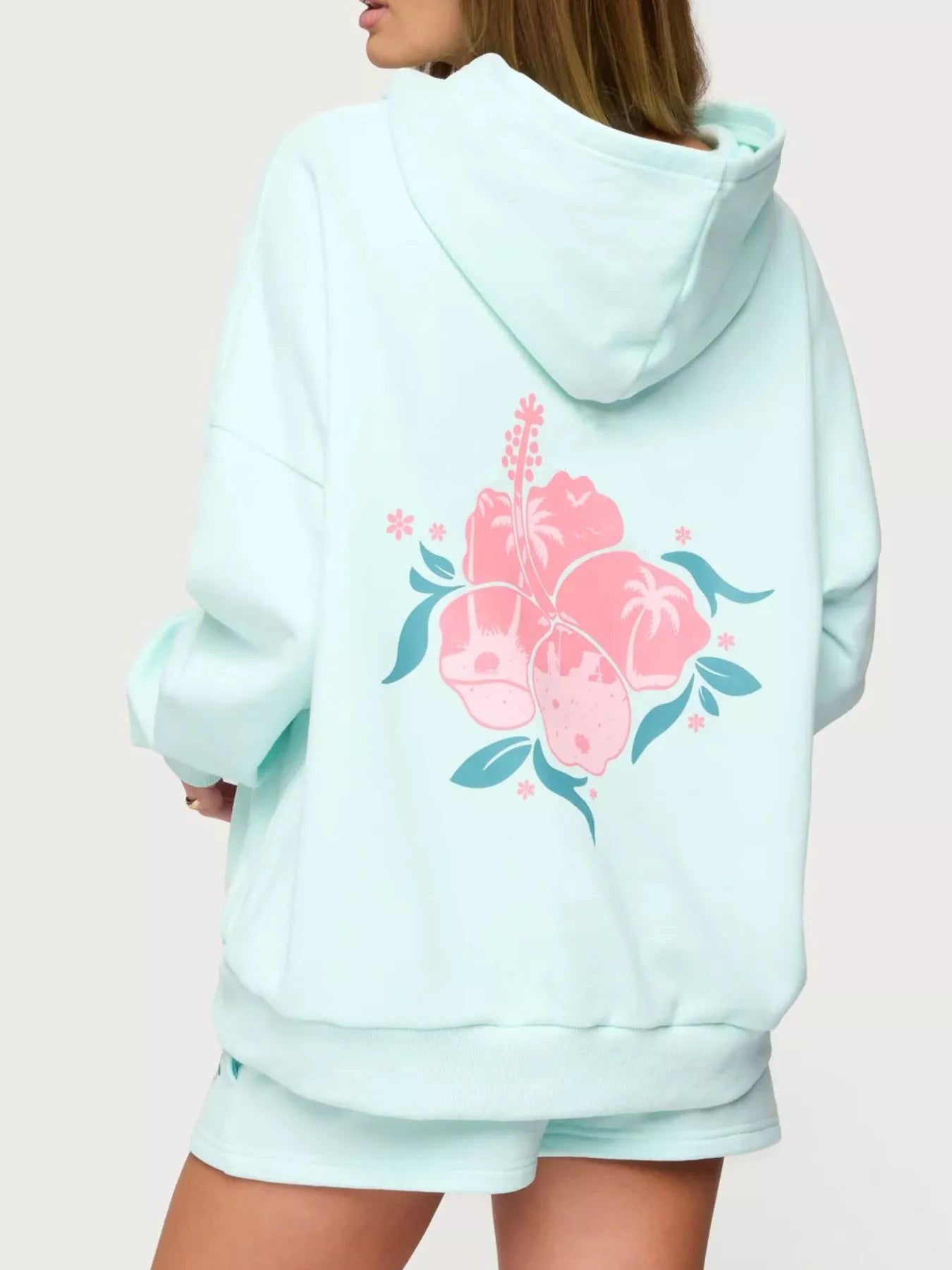 Drop Shoulder Graphic Hoodie with Kangaroo Pocket