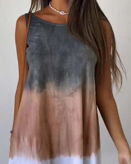 Full Size Tie-Dye Sleeveless Mini Tank Dress Plus Size 