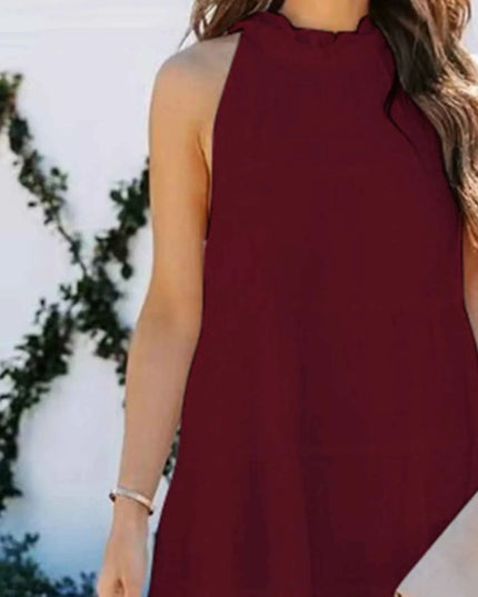 Tiered Sleeveless Tie Back Mini Dress
