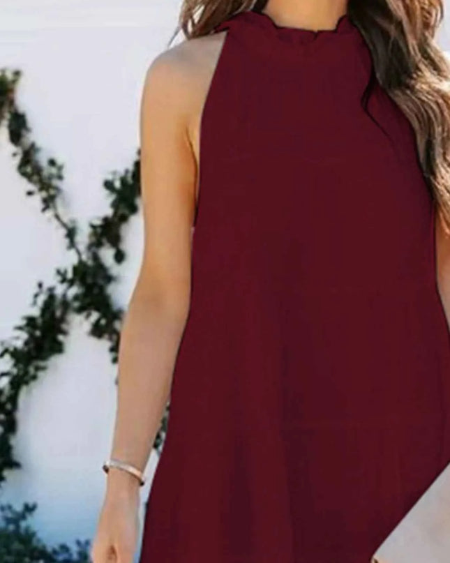 Tiered Sleeveless Tie Back Mini Dress