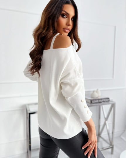 Asymmetrical Neck Buttoned Top