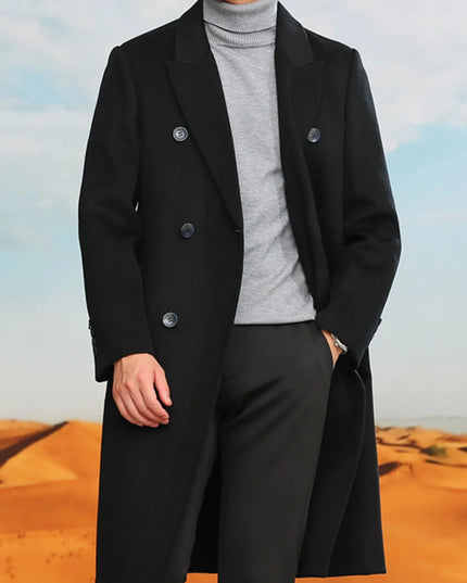 Men's Plus Size Double-Breasted Longline Coat