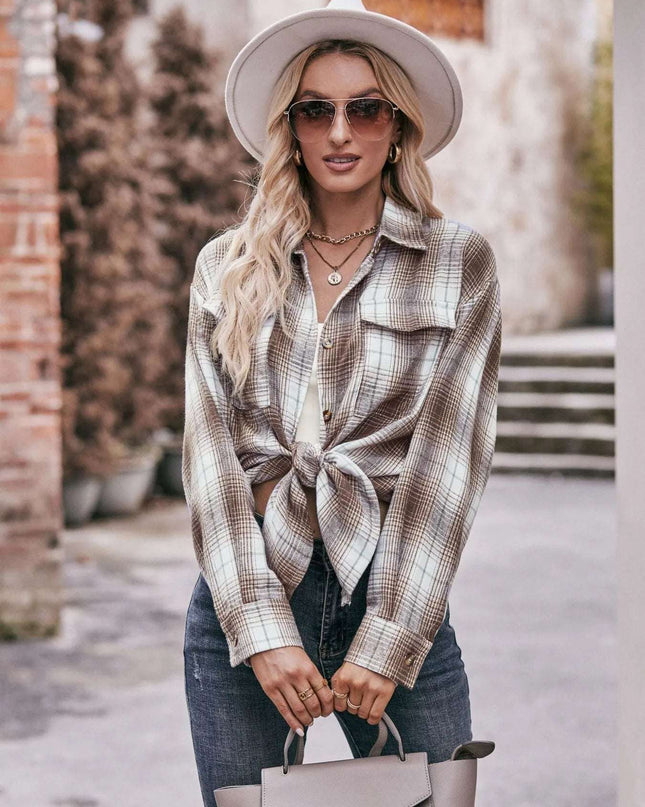 Plaid Button-Down Long Sleeve Shirt