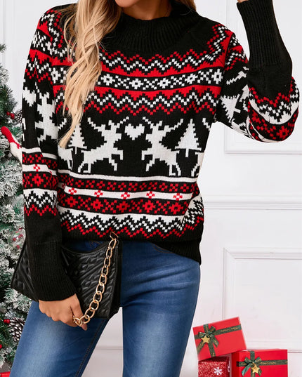Angel Wings Reindeer Round Neck Long Sleeve Sweater